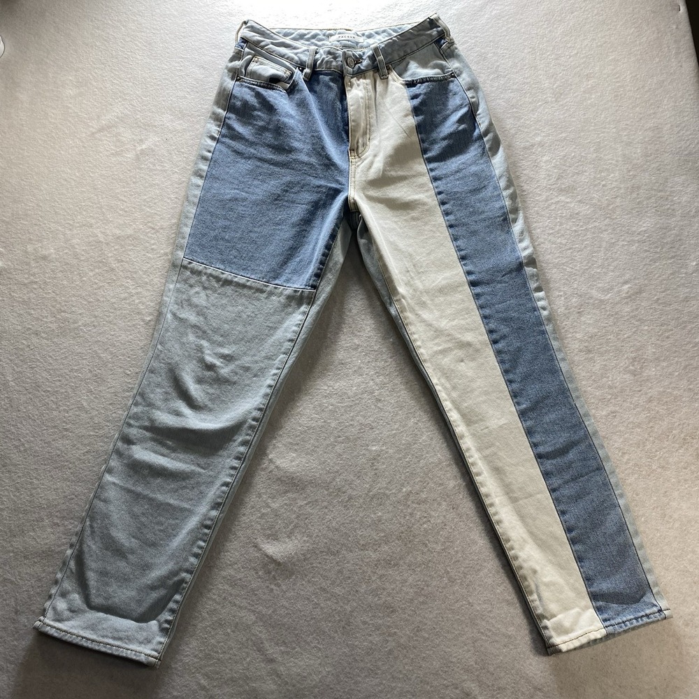 PacSun Mom Jeans Womens 27 Patchwork High Rise Light Wash Denim